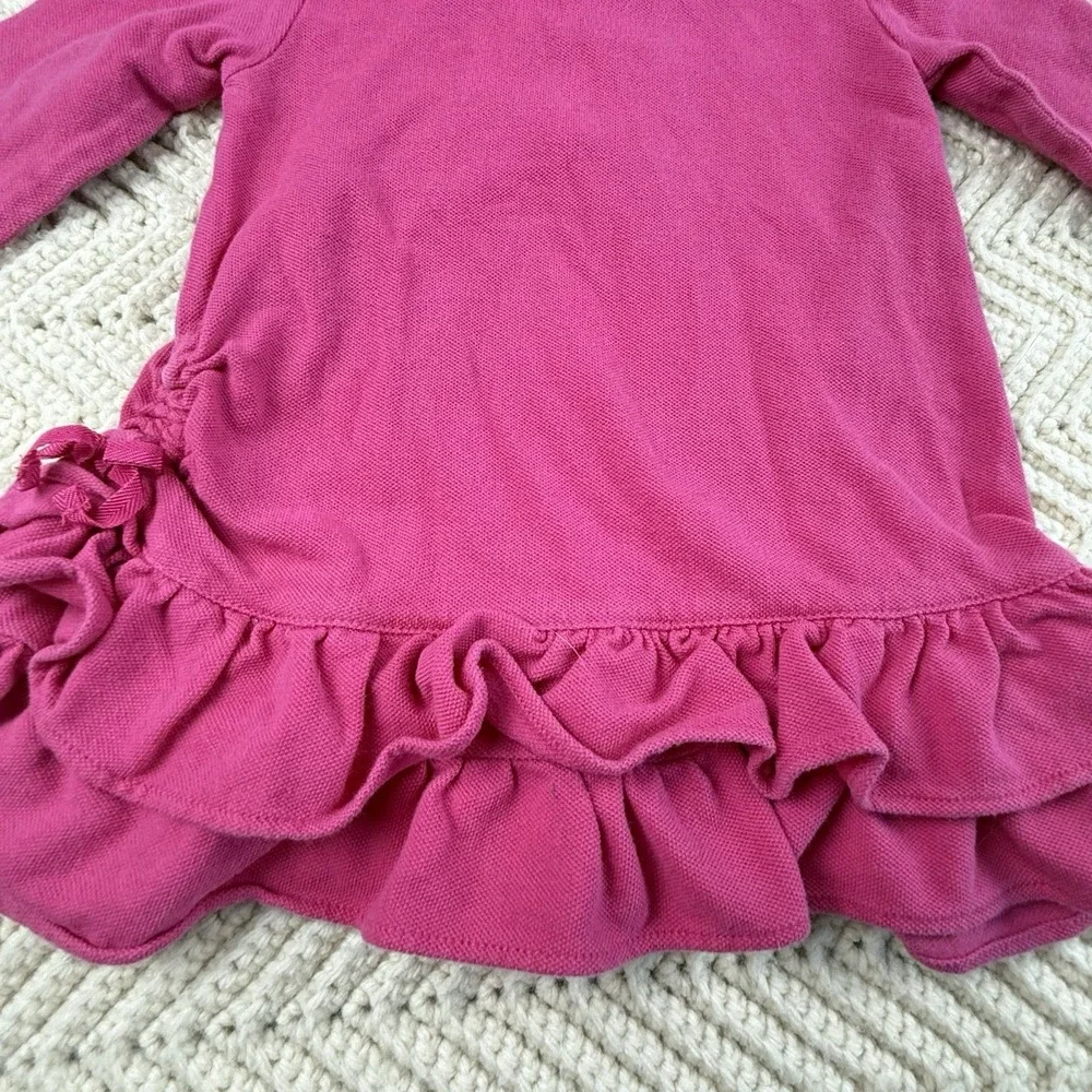 Ralph‎ Lauren Polo Dress Baby Girls 9 Mos Pink L/S Ruffle Skirt Cotton Preppy